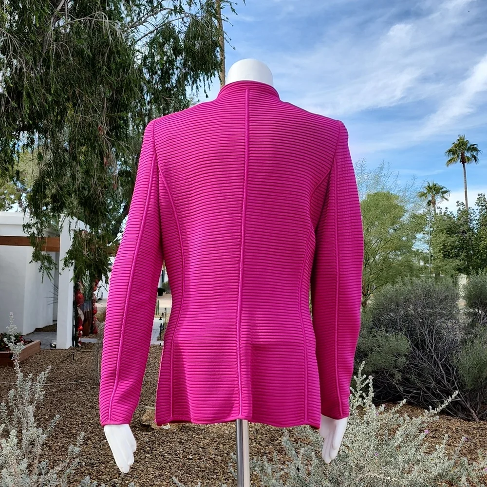 GIORGIO ARMANI Fuchsia Wool Blazer 46 Minimalist Cadet Jacket 90s Italy VINTAGE - Picture 6 of 16
